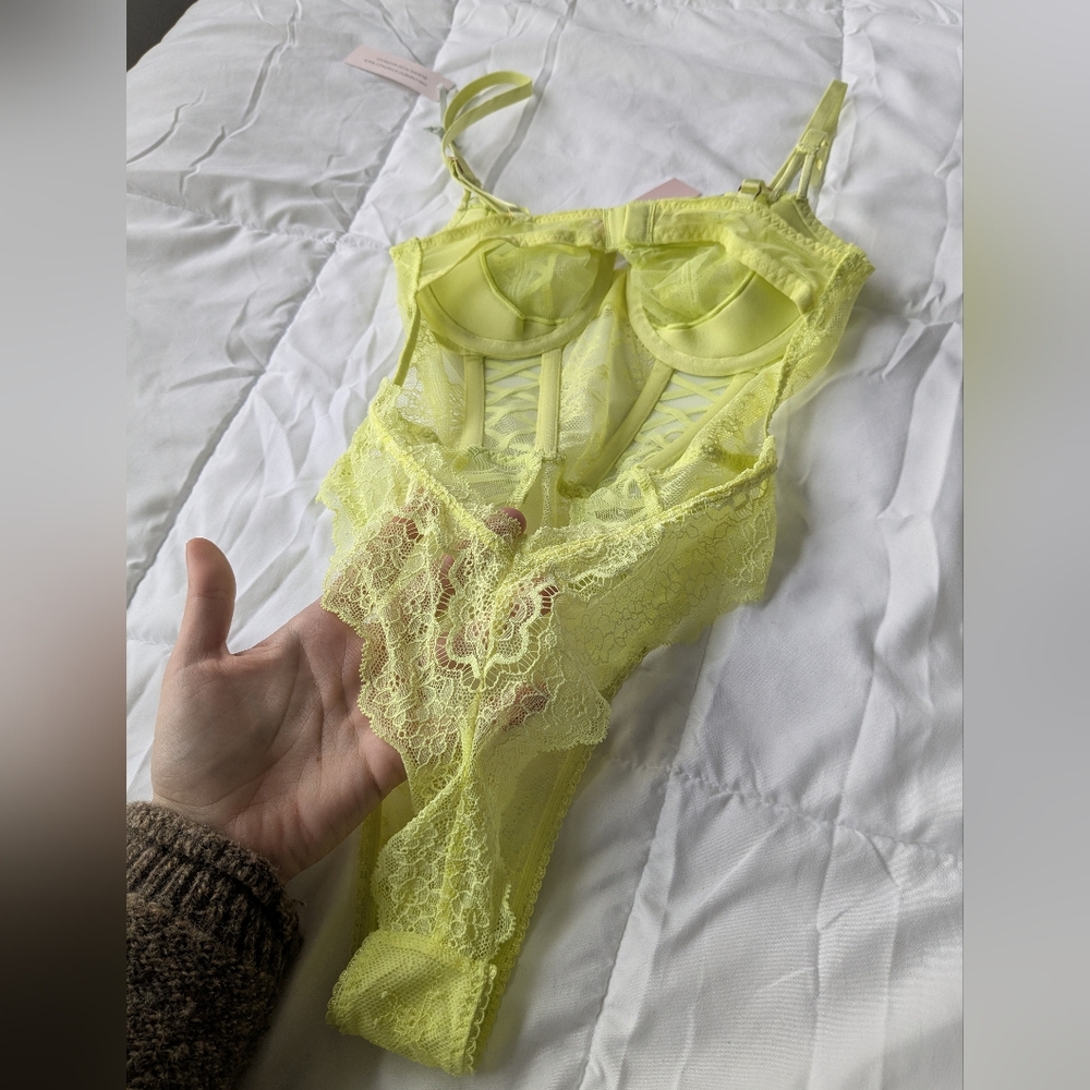 Victoria's Secret Lingerie Bodysuit in Neon Yellow - Picture 5 of 6